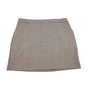 Mango MNG Pencil Skirt Womens Size XXL Beige Gray Houndstooth Plaid Academia